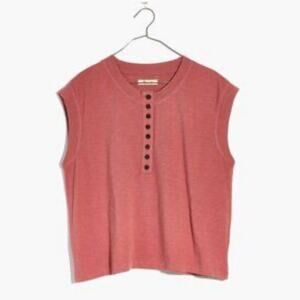Madewell Garment Dyed Henley Muscle Tee Tshirt US Women's S
